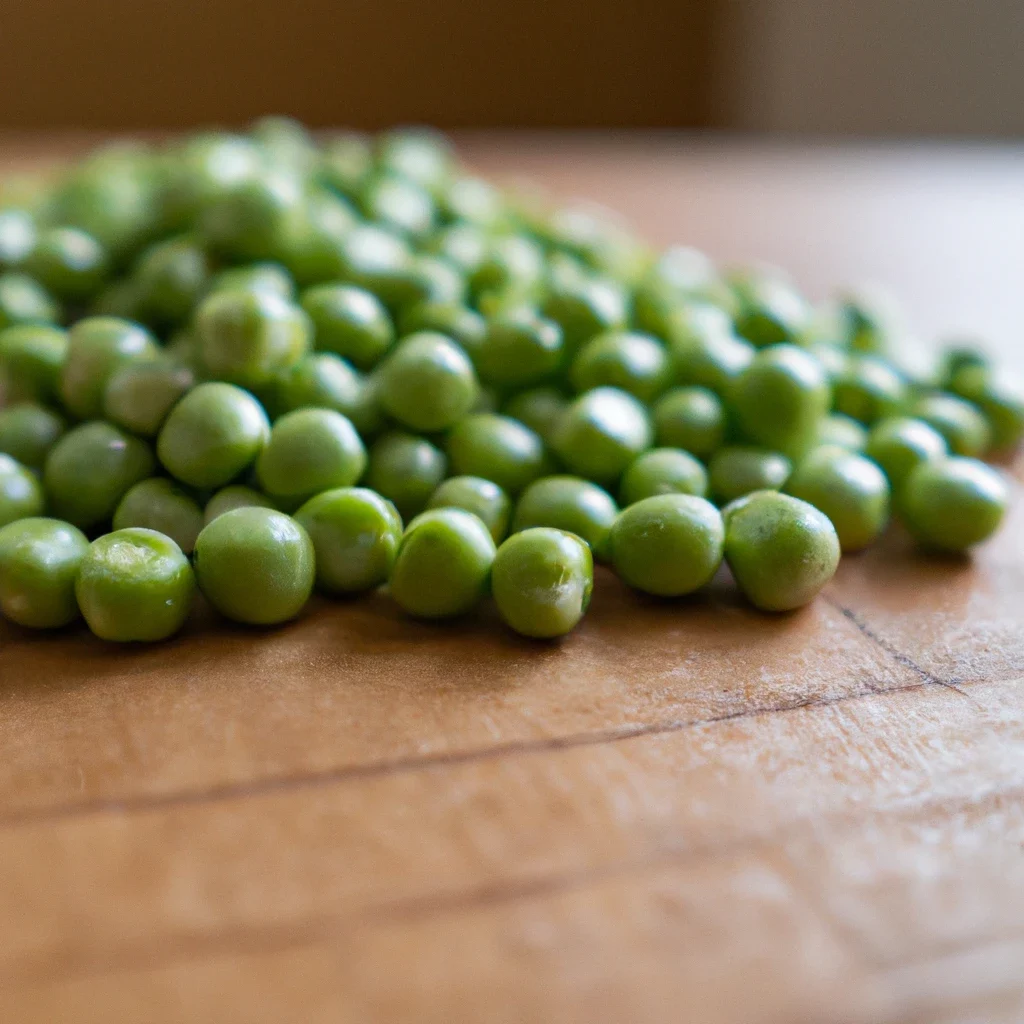 Peas on old wood kitchen counter