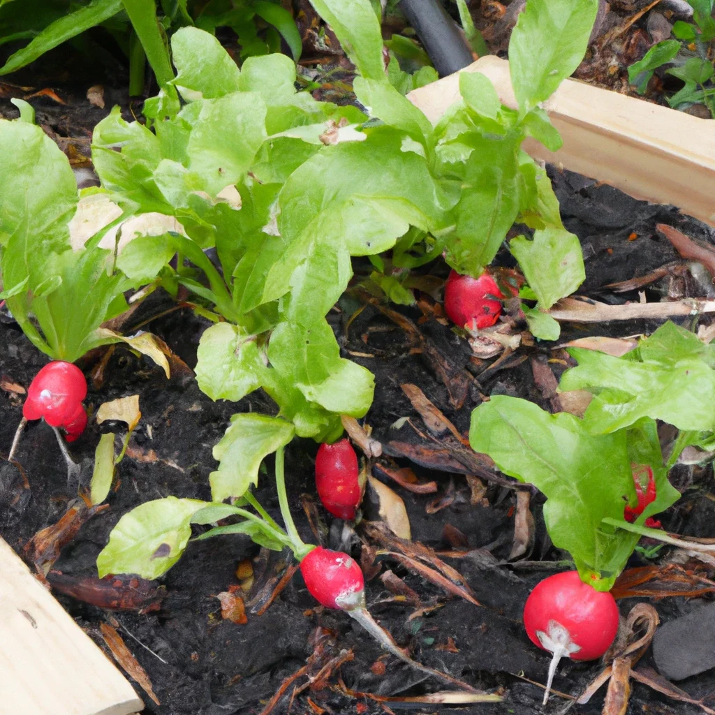 radishes in raised bed garden