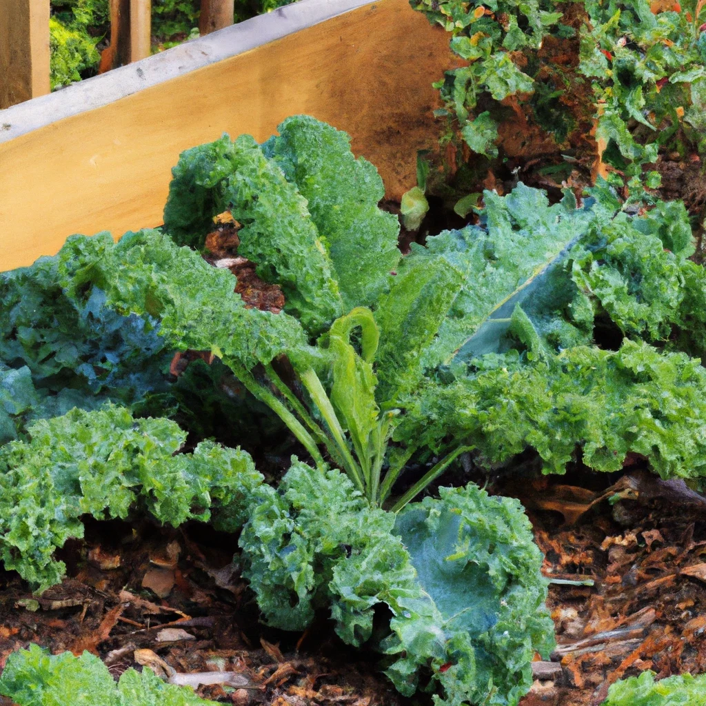 Kale in raised bed garden