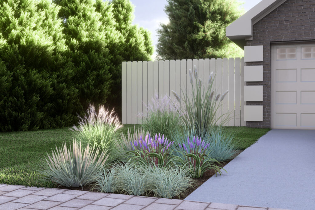 Ornamental Grass Flower Bed Garden Beside Driveway